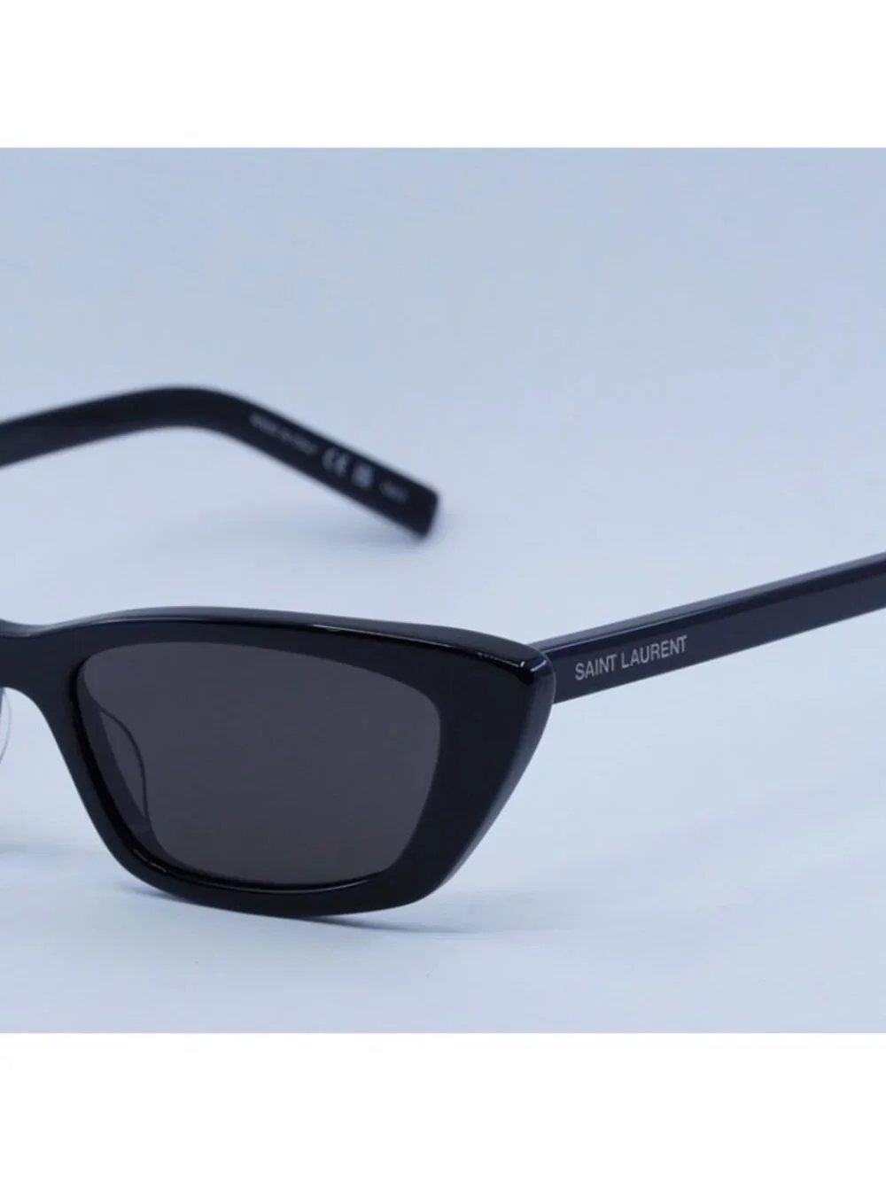 Saint Laurent SL277 009 Sunglasses Black Cat Eye Frame, Black Lenses